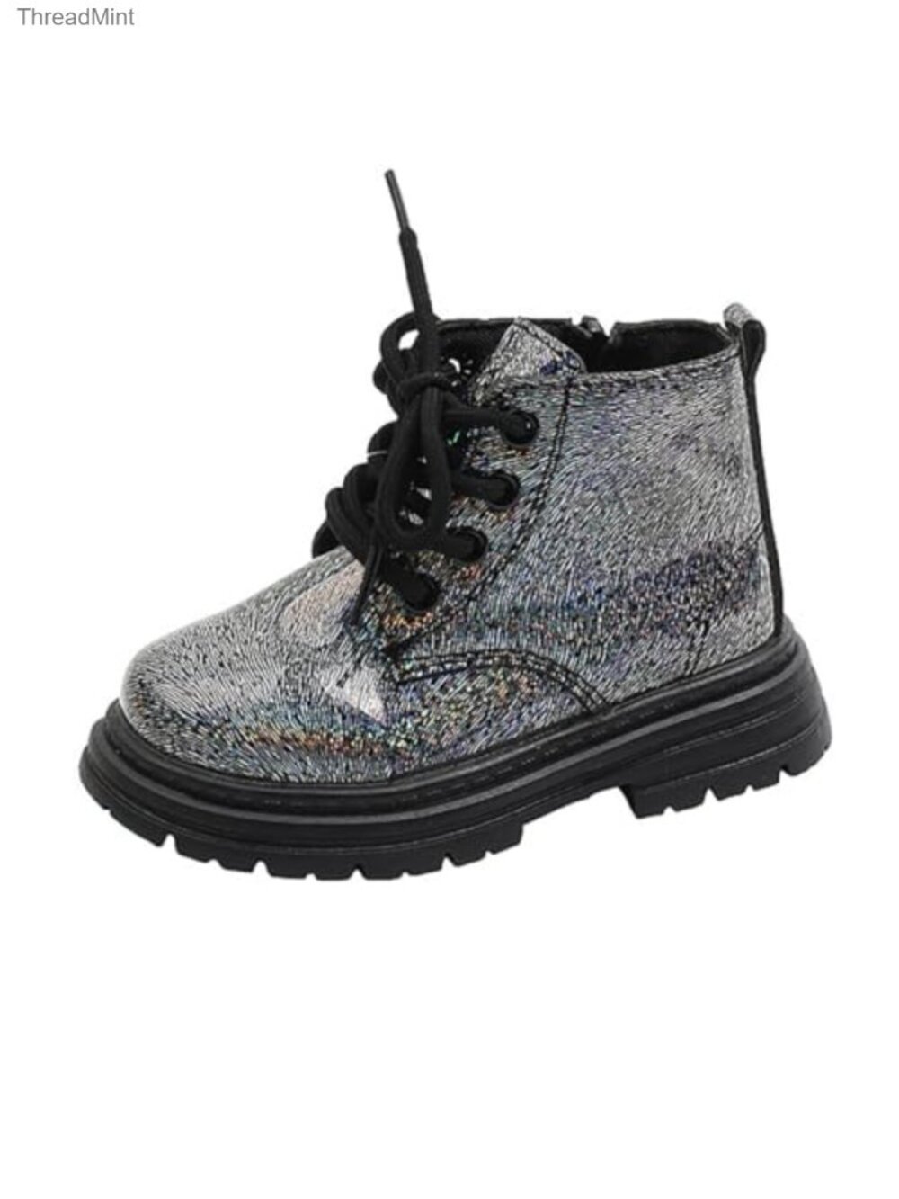 Girls Lace Up Zipper Ankle Leather Boots, Faux Leather, Dress Boots